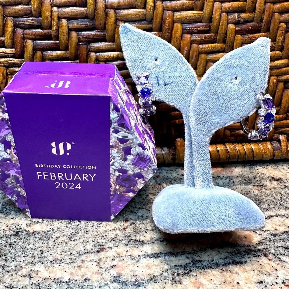 Bomb Party - Scattered Hoops w/ Purple Topaz & Dark Amethyst, February 2024